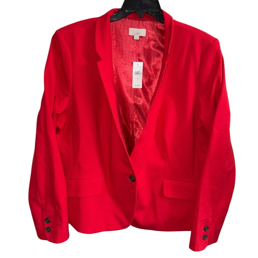 NWT LOFT Bold Red Women's Blazer Size 18